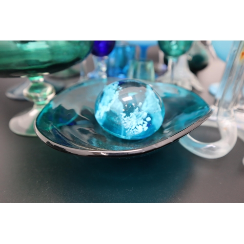 705 - Selection of Quality Coloured glassware including paperweight, Brandy Glasses, Candleholders and Mor... 