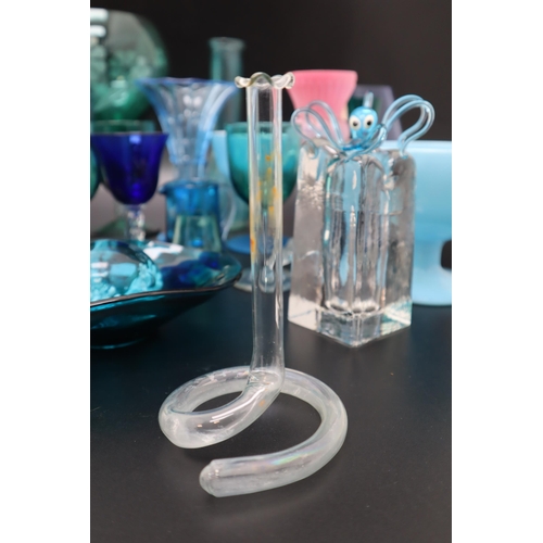 705 - Selection of Quality Coloured glassware including paperweight, Brandy Glasses, Candleholders and Mor... 