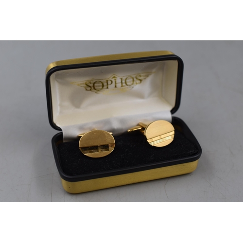 58 - Pair of Sophos Gold Plated Cufflinks Complete with Presentation case