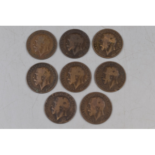 193 - Selection of 8 George V 1918 One Penny Coins