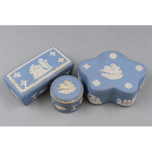 263 - Three Wedgwood Jasper lidded Trinket Boxes