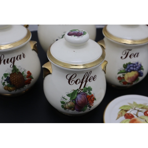 283 - A Selection of Fruit Themed Ceramic Kitchen Ware, Includes Bread Bin, Biscuit Jar and More