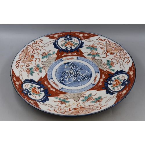 310 - Large Antique Decorative Imari Charger Plate from the Meiji Period. Approx. Diameter 18.5 inches.