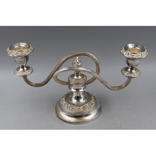 349 - Selection Of Silver Plated Objects Including Ianthe Candelabra, 3 Candlestick Holders And More