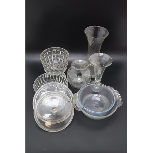 702 - Selection of Glassware including Vases, Bowls, cooking dishes and more