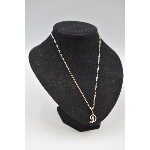 1 - Sterling Silver D Pendant Necklace