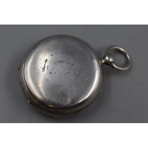 9 - A Hallmarked Chester Silver Pocket Watch, Circa 1891. With Broken Face.