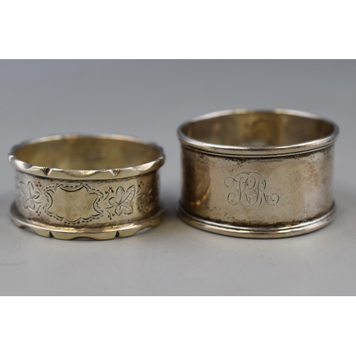 13 - Three Hallmarked Birmingham Silver Napkin Rings, From The Years 1939, 1907 And Other.