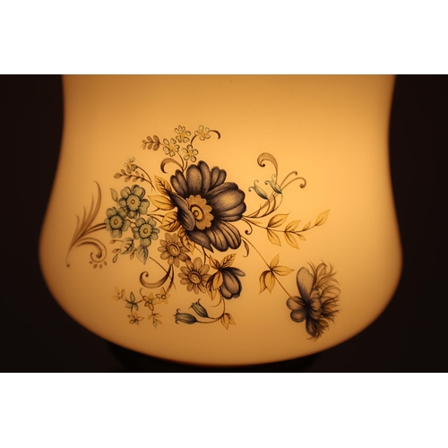 271 - Duplex Copper Table Lamp with Floral Glass Shade (44cm)