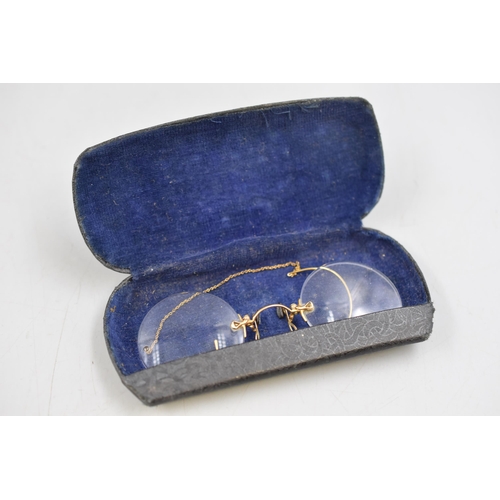 18 - Pair of Vintage pince nez glasses Complete with Cases