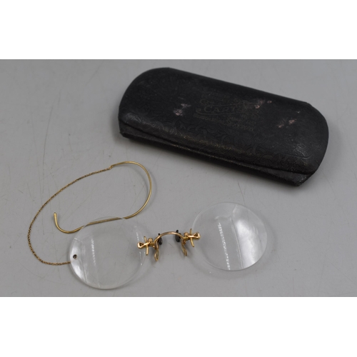 18 - Pair of Vintage pince nez glasses Complete with Cases