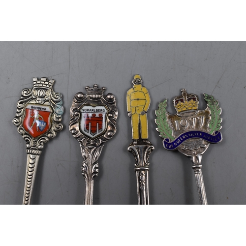 25 - Selection of 4 Commemorative Silver Tea Spoons