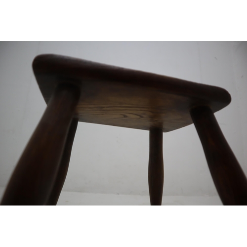 287 - Mid Century Solid Oak Stool sitting on Hand Turned Drumstick Legs 10