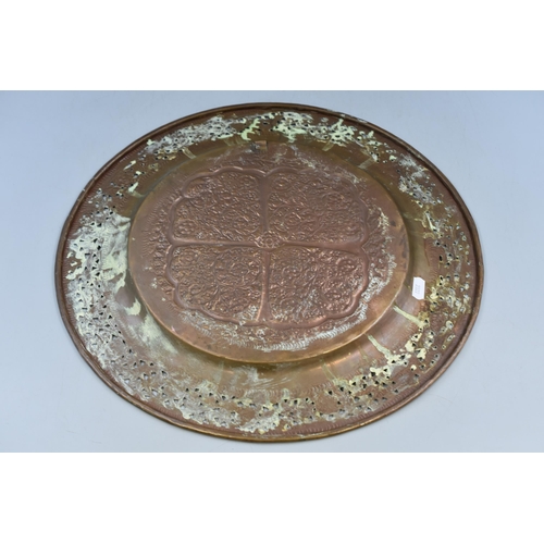 288 - Vintage Handmade Hammered Copper Charger (43cm Dia)