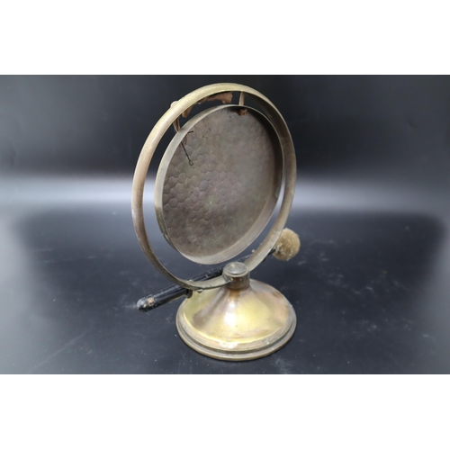 290 - A Brass Tabletop Gong With Stick. Approx 9.5