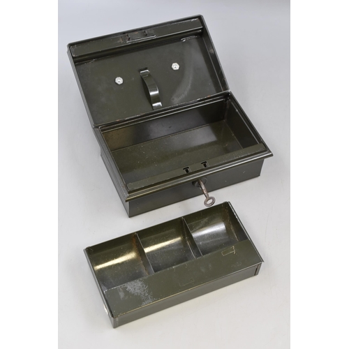 293 - Vintage Metal Petty Cash Box with Lift out Tray and Original Key