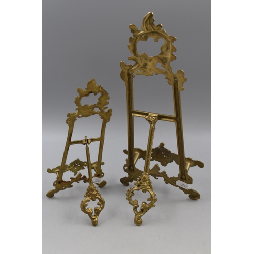 295 - Two Ornate Brass picture Stands (34cm High)