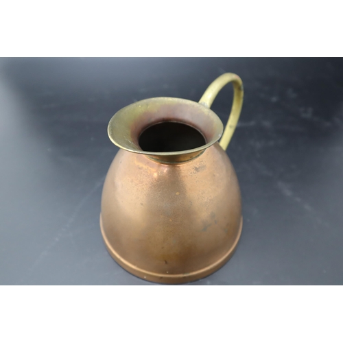 298 - A Brass and Copper Jug, On Circular Copper Tray. Jug Approx 6