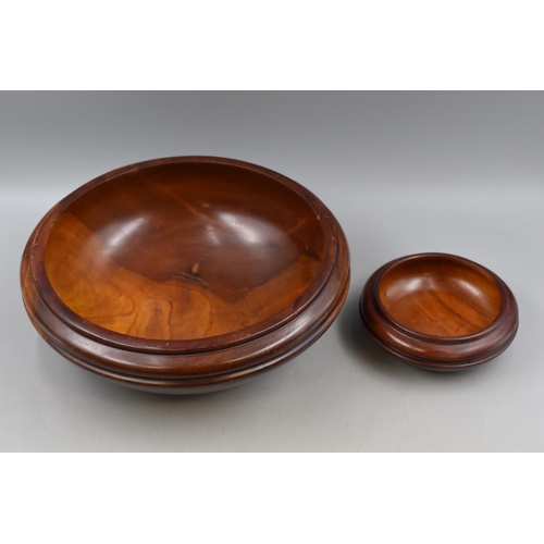 310 - Large Mahogany Mid Century Salad Bowl Set (Largest 26cm Dia)