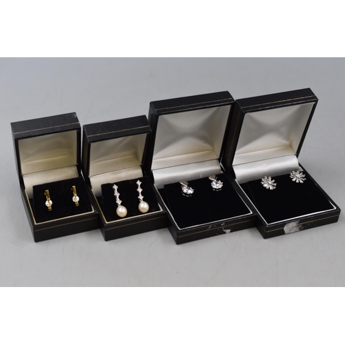 55 - Four Sets of Earrings Complete with Presentation Boxes including Silver