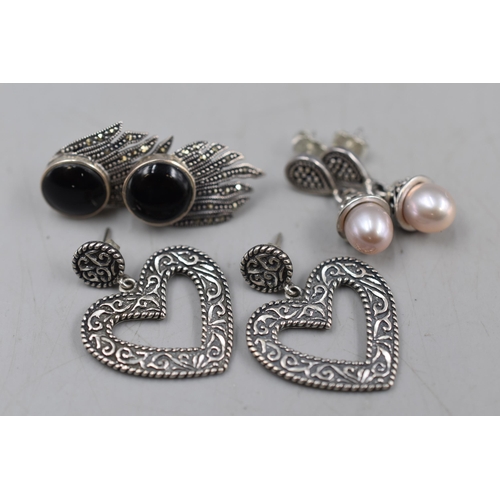 66 - Three Pairs of Vintage Silver 925 Earrings.