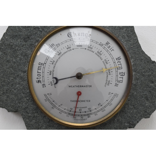 334 - Weathermaster Slate Mounted Barometer / Thermometer (11