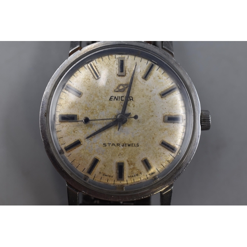 68 - Enicar Star Jewels Mechanical Gents Watch (Working but requires service)