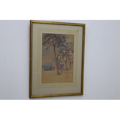 338 - K R Heath Original Watercolour of Capri and another unsigned Watercolour both in Framed and Glazed M... 