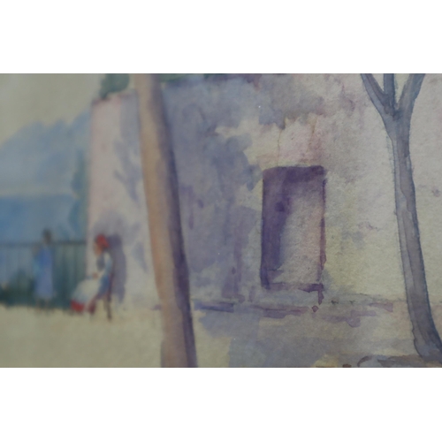 338 - K R Heath Original Watercolour of Capri and another unsigned Watercolour both in Framed and Glazed M... 