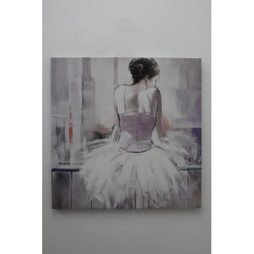 346 - Four Decorative Oil on Canvas Ballerina Pictures largest approx 32