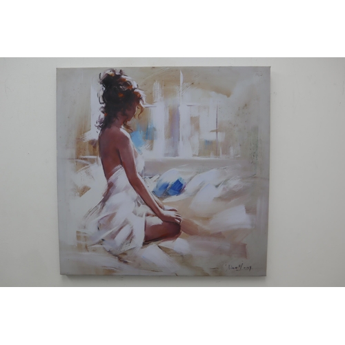 346 - Four Decorative Oil on Canvas Ballerina Pictures largest approx 32