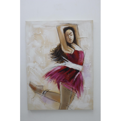 346 - Four Decorative Oil on Canvas Ballerina Pictures largest approx 32