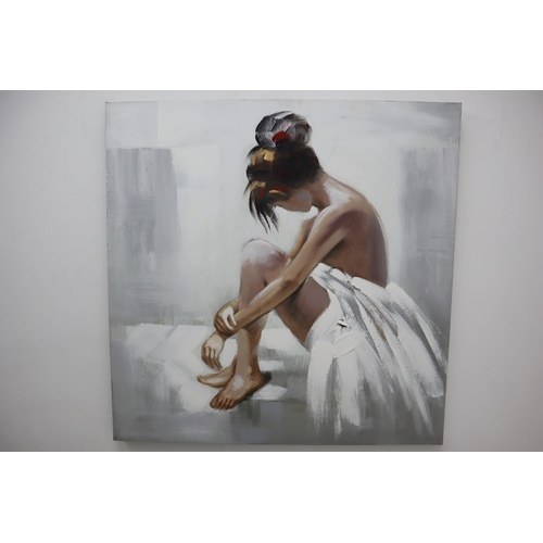 346 - Four Decorative Oil on Canvas Ballerina Pictures largest approx 32