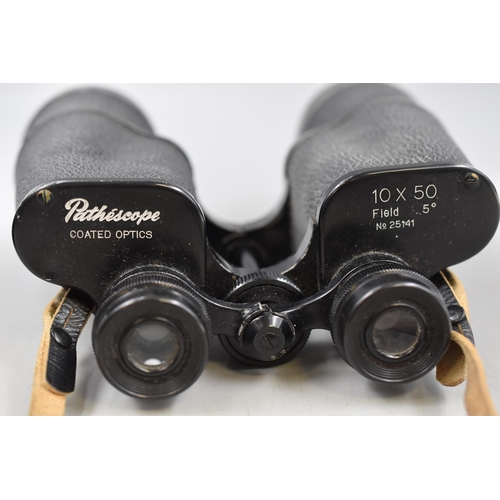 359 - Pair of Vintage Pathescope 10 x 50 Binoculars in storage case