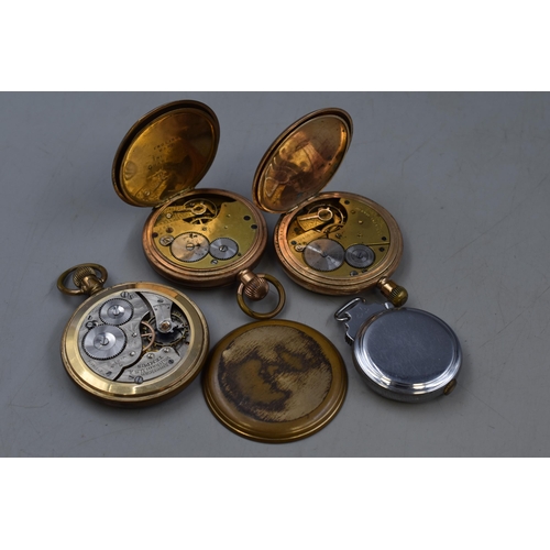 86 - A Selection of Four Pocket Watches For Spares and Repairs. Includes Waltham, Russell & Son and Light... 