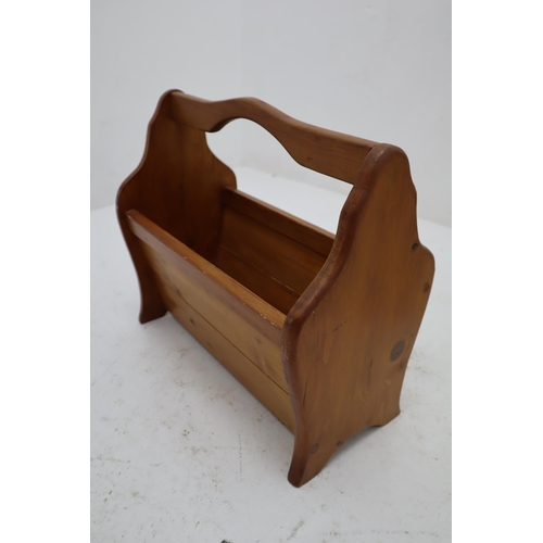 381 - A Lloyd Loom Style Laundry Basket, With A Handmade Wooden Magazine Rack And Atomic Coat Hanger. Laun... 