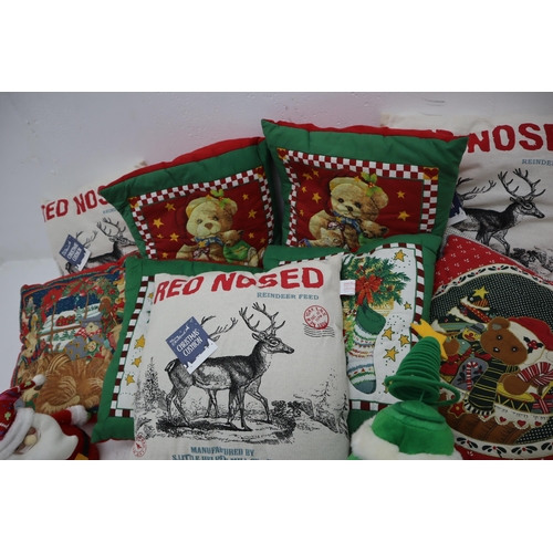 384 - Two Mixed Lots of Christmas Items to include Decorations, Cards, Lights, Pillows and lots more