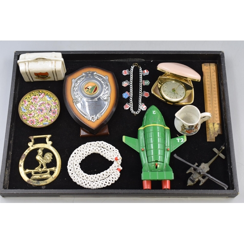 105 - Selection of Collectables including Thunderbird 2, Travel Clock, Brass Ware, Coissonne Pin Dish and ... 