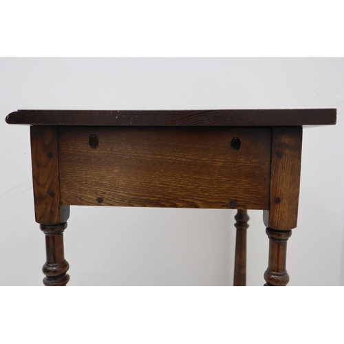 401 - Vintage Solid Oak Corner Table with One Drawer and One Shelf Under Storage a Nice Quality Example th... 