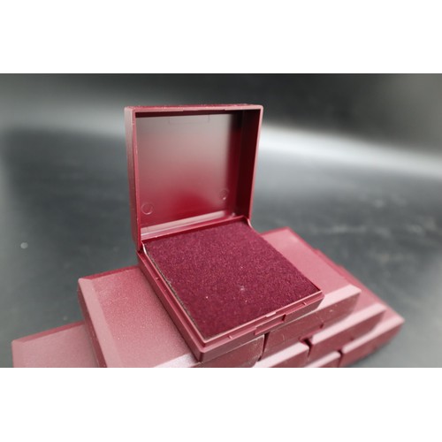 409 - Ten New Jewellery Presentation  Boxes in Claret Red with Velvet Foam Insert. Approx. 6cm x 5.5cm.