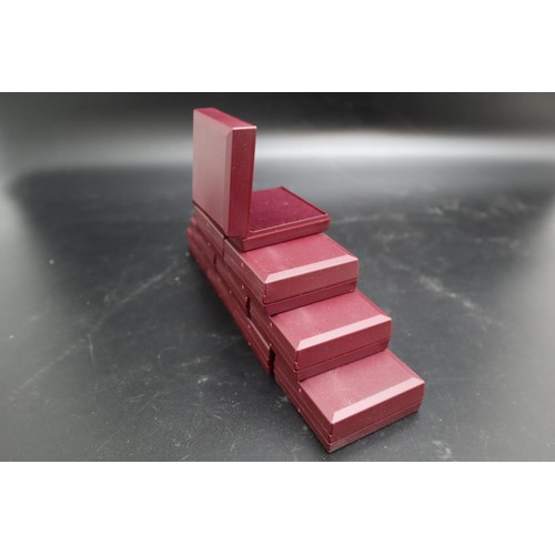 409 - Ten New Jewellery Presentation  Boxes in Claret Red with Velvet Foam Insert. Approx. 6cm x 5.5cm.