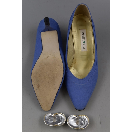 412 - Pair of Jacques Vert Size 6.5 Sapphire Ladies Shoes, Tula Leather Bag and a Pair of Size 7.5 Leather... 