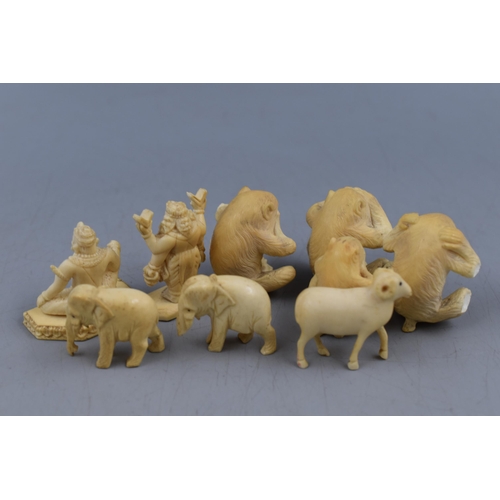 127 - Selection of Oriental Bone Figures including Animals