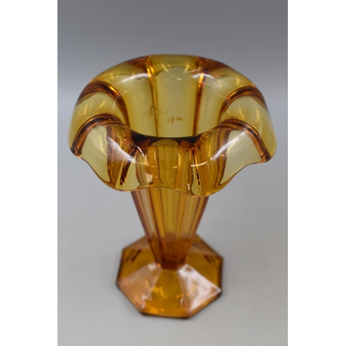 183 - Large Amber Glass Apron Vase 9