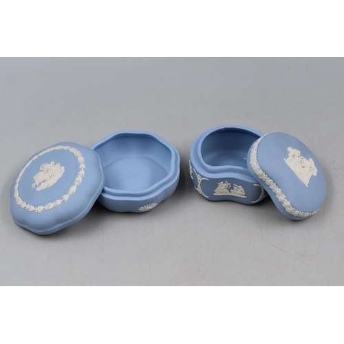 427 - A Selection of Twelve Wedgwood Jasperware Lidded Trinket Dishes. Includes Commemorative, Pair of Egg... 