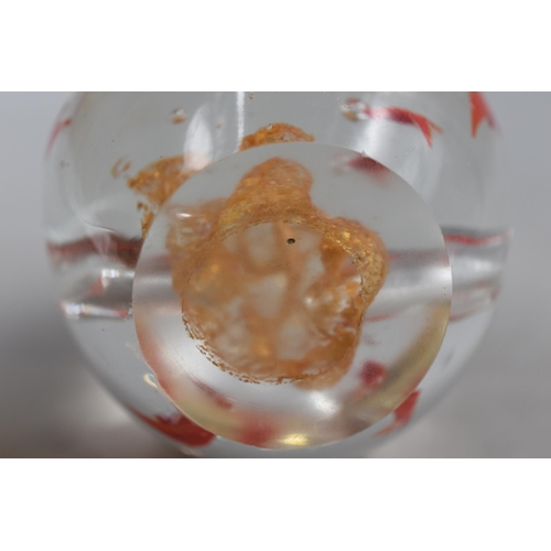 199 - Paperweight Made Of Glass With Bubbles And Fish Inside