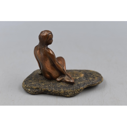 208 - Vintage Little Mermaid Figurine Sitting On A Rock Desk Decoration