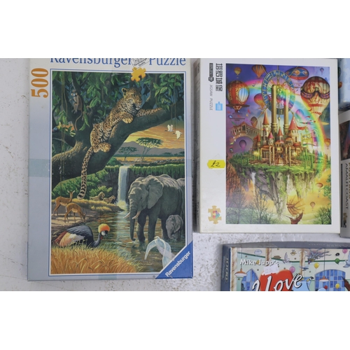 460 - A Selection of Eight Jigsaw Puzzles. Includes Amalfi Coast, Pieces of History; The Castle, Santa's W... 