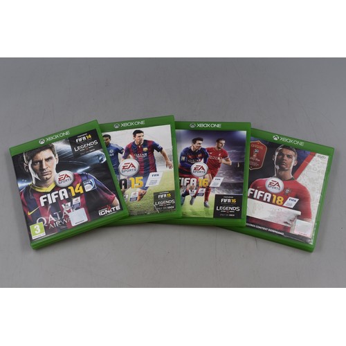 370 - Four X-Box One FIFA Games (2014, 15, 16, 18), With An Animation Themed Tablet Bag