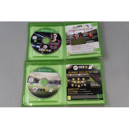 370 - Four X-Box One FIFA Games (2014, 15, 16, 18), With An Animation Themed Tablet Bag